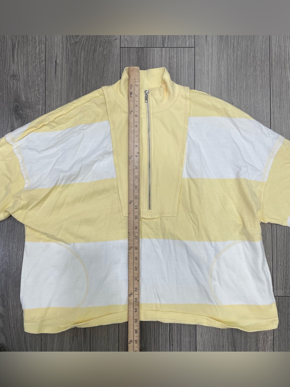 Free People FP Movement Retro Rugby Striped Pullover & Shorts Set- Yellow White - Picture 3 of 9